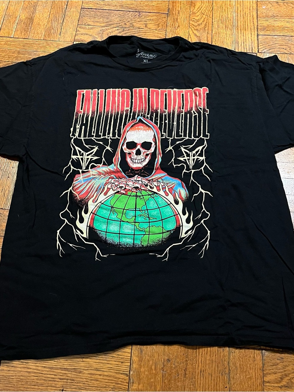 (🧵3 for $30🧵) Black Skeleton Graphic Short-Sleeve Tee - Falling In Reverse